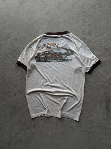 80s Made In USA cream And brown camel GT Racing Ring 1980s vintage concert t-shirt, vintage, single stitch, B+ condition
