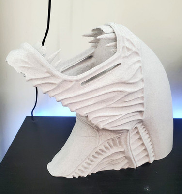 Alien 3D gedruckte Statue Büste Steinoptik Filmmodell - Kunststoff