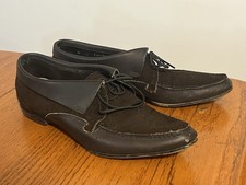 Vtg 60's Ladies Dark Brown Suede Lace-up Oxford Shoes Sz 9AA