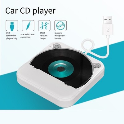 Auto CD Player weiß kompaktes Design 14,3 x 13,5 x 2,5 CM USB AUX kompatibel
