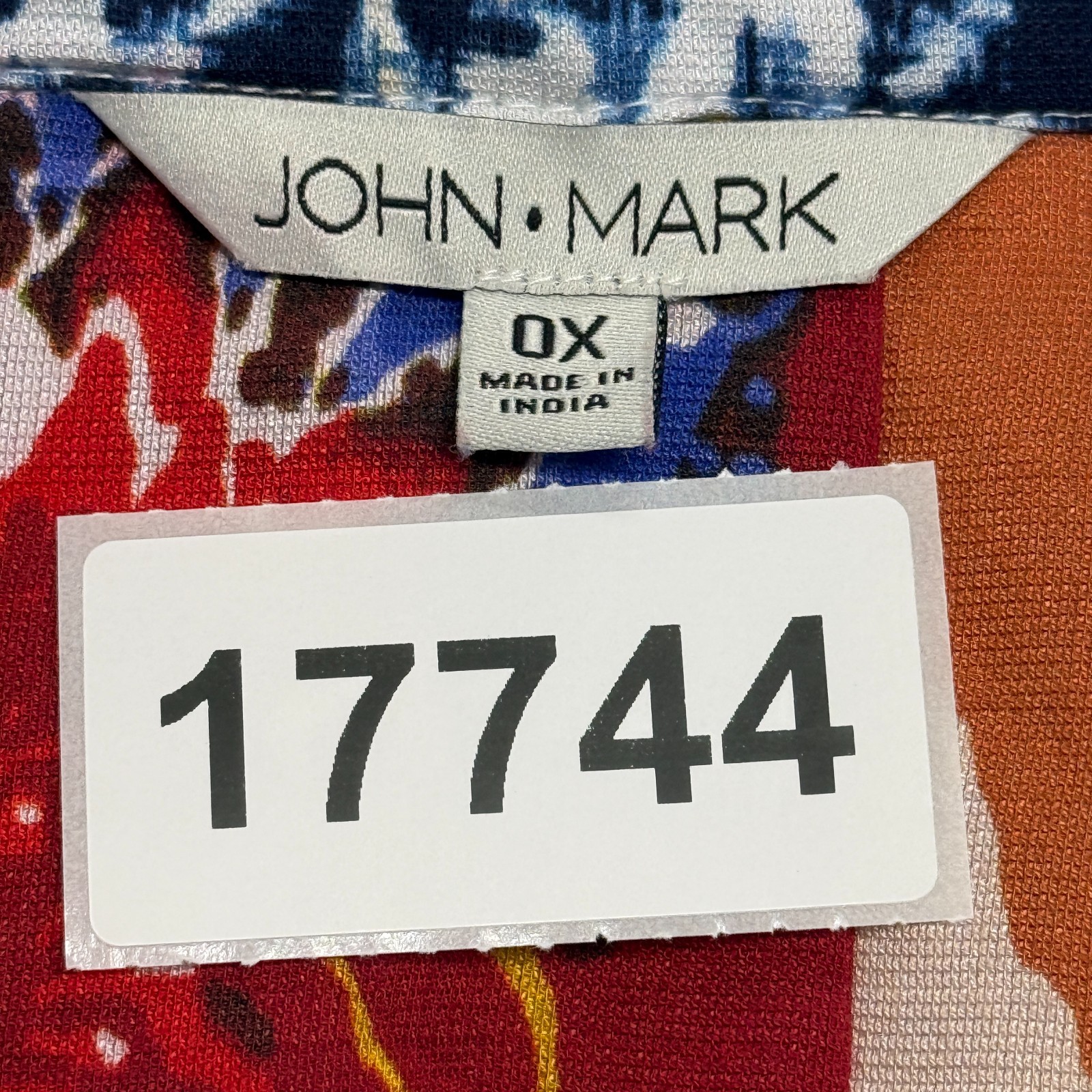 John Mark Top OX=16W Red Blue Patchwork Wire Coll… - image 7