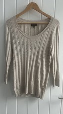 Pure Collection Cream Cable Knit Cotton Cashmere Jumper Size 12