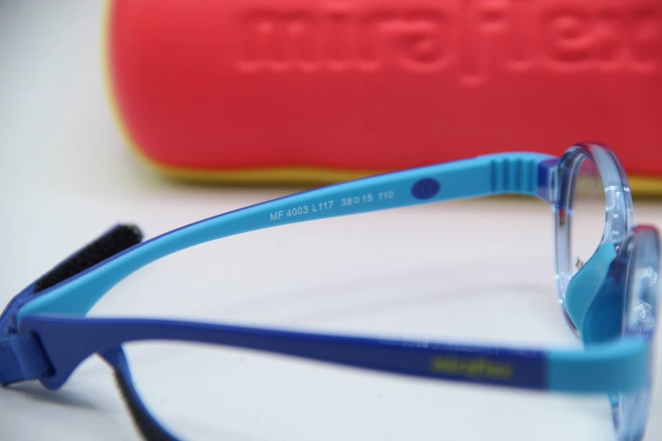 NUEVAS GAFAS MIRAFLEX MF 4003 L117 CORREA AZUL TRANSPARENTE MARCOS AUTÉNTICOS 38-15 Foto 4 de 4