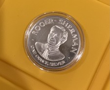 Very Rare 1 Troy oz Silver Roger Sherman Crisis for Crushing Paper Money .900 79.99 per troy oz