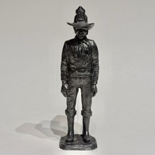 Handcrafted Michael Ricker Pewter Fireman Figurine Made in USA Signed 6.25”