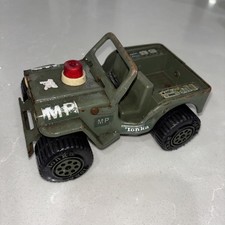 1970's TONKA Toy Pressed Steel ARMY MP JEEP Military Green 01
