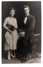 Violin Musicians Betty Leroy & Stan Bertram ? RPPC Photo Postcard COPY