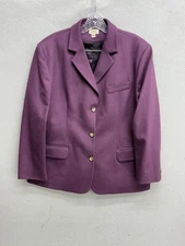 L.L. Bean Women's Wool Cashmere Blazer Jacket size 18 Petite Purple