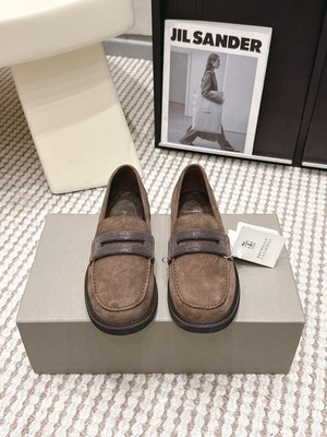 Brunello Cucinelli Brown Suede Monili Loafers