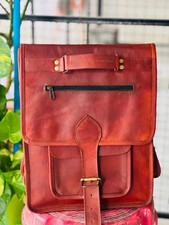 Goat Leather Bag Laptop Rucksack Vintage Brown Men's Genuine Travel