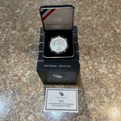 2013 Girl Scout Centennial Uncirculated Silver Dollar with Box and COA