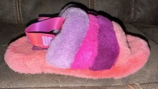UGG FLUFF YEAH PRIDE SLIDE PURPLE PINK RAINBOW WOMEN'S SLIPPERS Sz 3