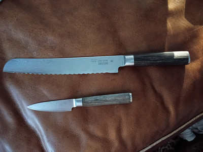 Shun-Kai bread knife, paring knife