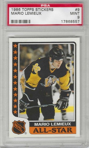 Mario Lemieux #9 1986 Topps Stickers card