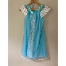 Vtg 60s babydoll nightgown sheer lace detail Sz M