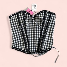 Vintage Betsey Johnson Black and White Gingham Corset