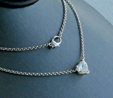 14k White Gold Heart Diamond Pendant Necklace 1.10ct Natural H-I SI2 4.4g