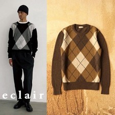 Margaret Howell Merino Cashmere Argyle Sweater Scotland Made Used