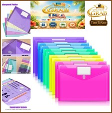 Clear Poly File Folders 10 Pack A4 Letter 13.25 x 9.25 Inch Plastic Envelope