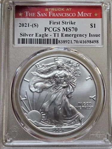 2021-S PCGS MS70 Silver Eagle - Type 1 Emergency Issue First Strike
