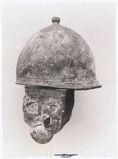 Roman helmet made of bronze with movable cheek pieces circa 4 3 B C Old Photo
