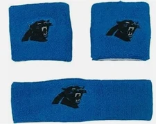 NFL Carolina Panthers Headband & Wristband Set Hair Tailgate Embroidered Logo
