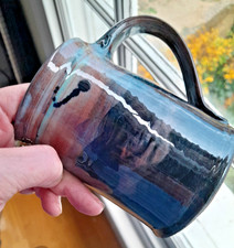 Hand thrown studio pottery mug + dramatic rich nature inspired abstract design