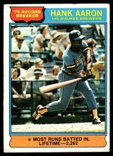 1976 Topps #1 Hank Aaron Milwaukee Brewers (writing-back)