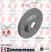 2X Zimmermann Bremsscheibe Sport Z 250.1386.52 FüR Mustang Ford Convertible