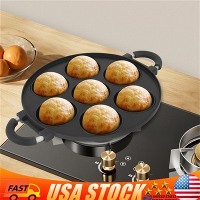 7 Holes Octopus Ball Maker Non-Stick Takoyaki Pan Making Small Balls Baking US