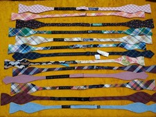 13 pc MENS BOW TIES SELF-TIE ALL COTTON SADDLEBRED, TIE BAR, TOMMY MORE