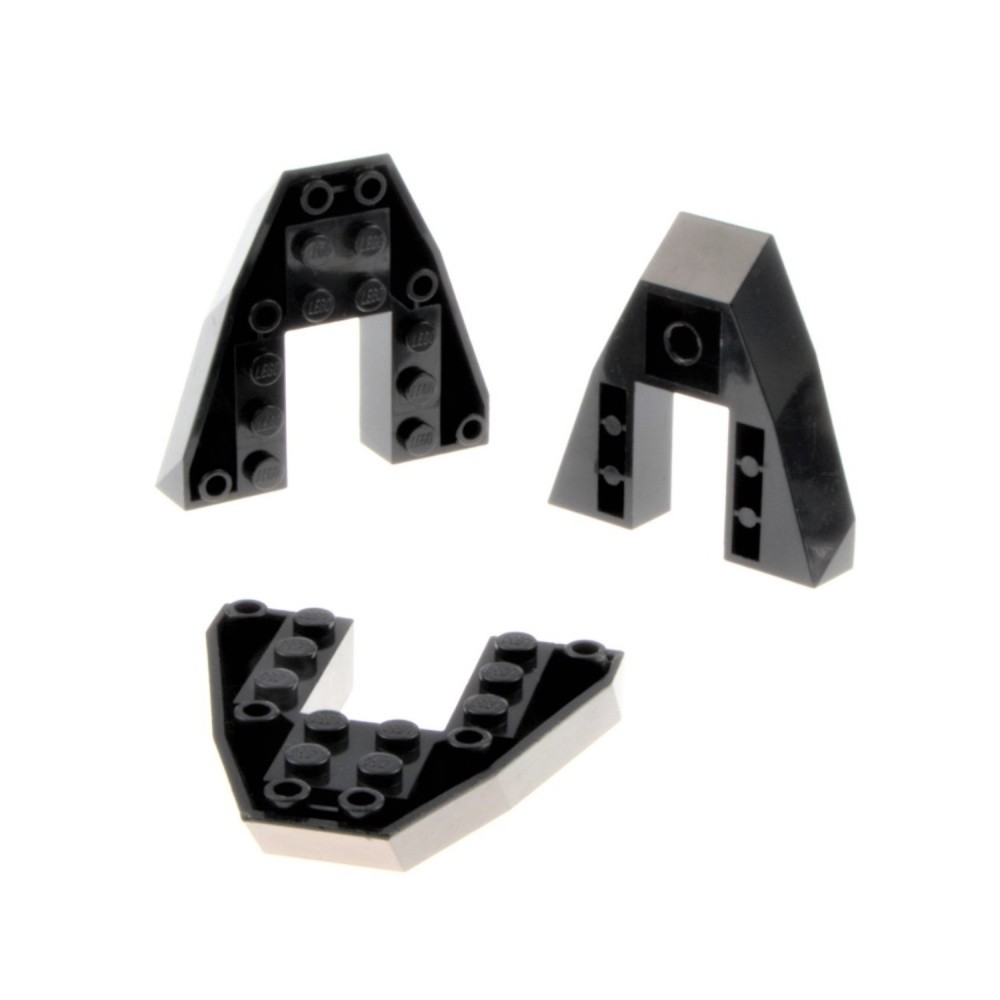 3x Lego Wedge Brick 6x6x1 Black Boat Hull Bow Deck Ship Plate 4188918 2626