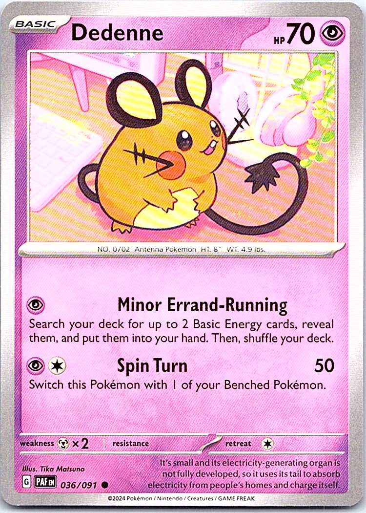 Dedenne Common SV: Paldean Fates 036/091 NM