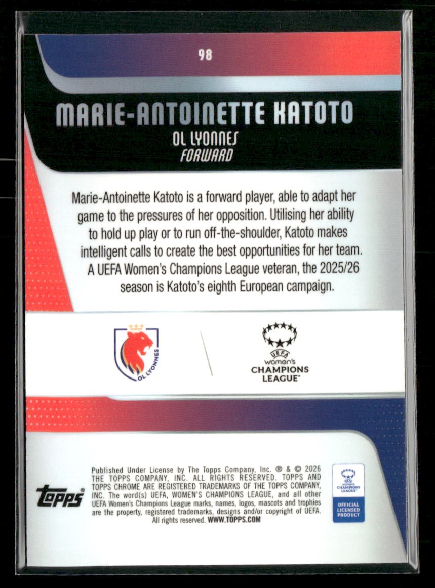 2025-26 Topps Chrome Sapphire UEFA Womens Soccer Marie-Antoinette Katoto 98 Base view 2