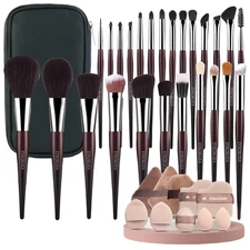 35-Piece Professional Makeup Brush Set with Sponges for Travel and Daily Use