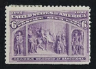 CKStamps: US Stamps Collection Scott#235 6c Columbian Mint HR OG Crease