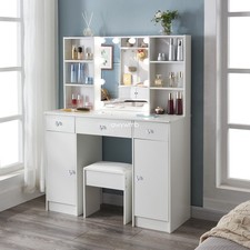 Makeup Table Set with Stool Dressing table Vanity with Mirror and LED Lights US