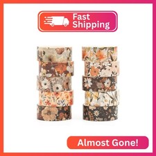 Songdao 10 Rolls Blooming Flowers Washi Tape Set Floral Arts Adhesive Tapes Colo