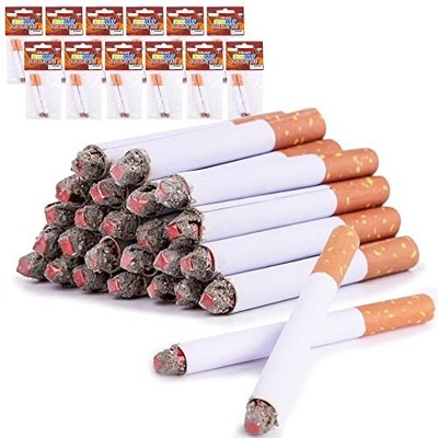 fake cigarette pipe 12 Pack -Realistic Looking Stage Puff Cigarettes (3.5") Prop for Prank Fake Puff Costume Cigarettes -