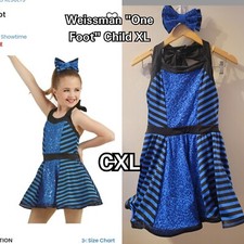 Weissman Showtime Dance Costume 11087 One Foot Child XL Blue Tap Jazz Dress