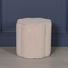 Vanity Flower Scalloped Shape Natural Colour Velvet Pouffe Round Stool Ottoman