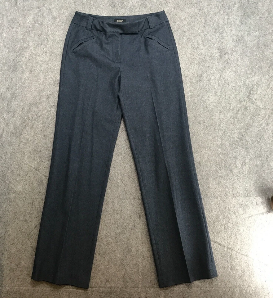 Pantalones Peck & Peck Mujer Talla 4 Azul Gris Pantalones Rectos Calce Clásico Carrera Foto 2 de 4