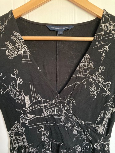 French Connection Monochrome Anastasia Jersey Long Sleeve Wrap Dress UK 10 £75 - Picture 3 of 8