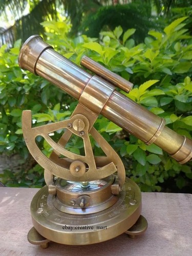 Strumento di rilevamento bussola vintage ottone teodolite alidade telescopio transito - Foto 5 di 6