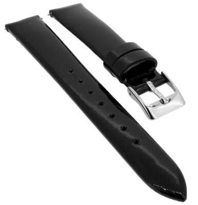 Minott > Uhrenarmband Lack aus Leder schwarz Easy Click > 33112
