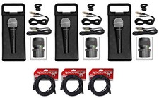  3 Rockville RMC-XLR Metal Handheld Wired Microphones 3 100 OFC XLR Cables