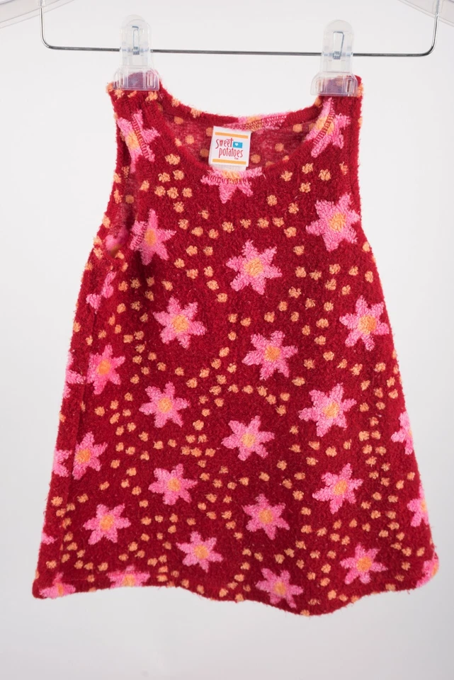 Vestido e Casaco para Meninas Sweet Potatoes tamanho 4 4T Vermelho Floral Fleece Polka Dot Soft - Imagem 2 de 4