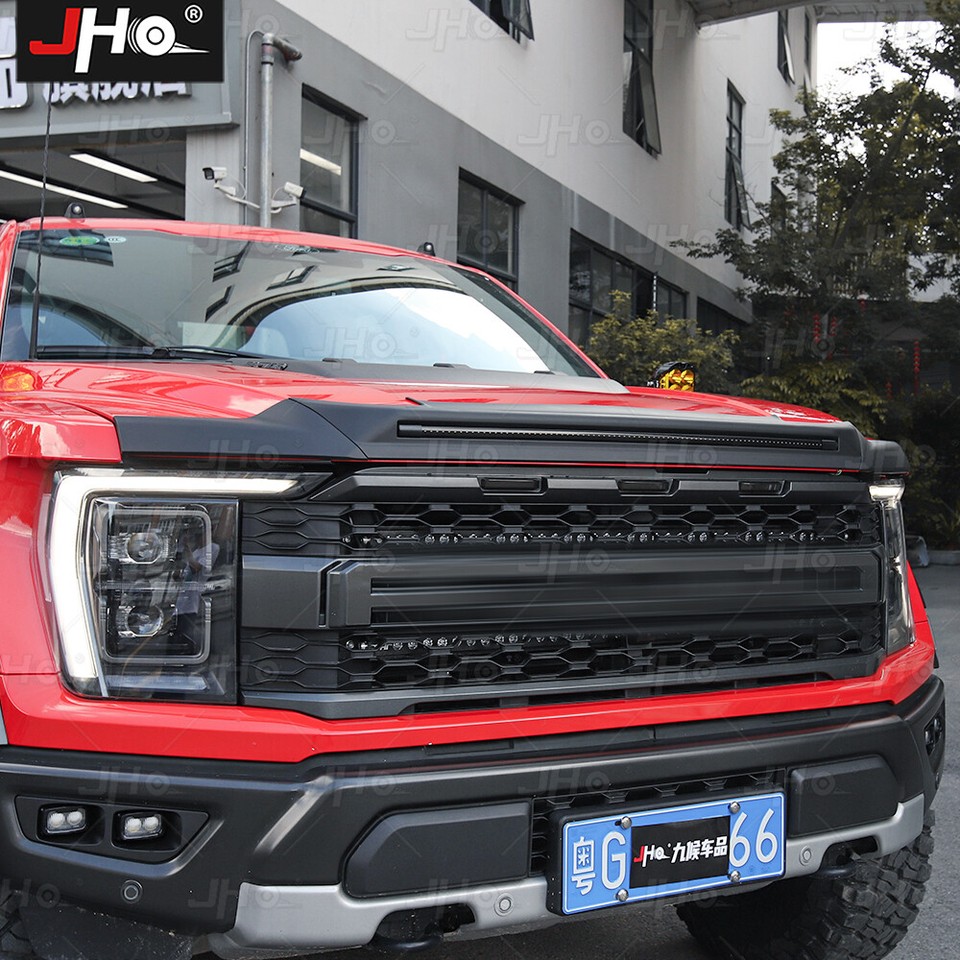 Front Bug Shield Hood Deflector Guard with Light for Ford F150 Raptor ...