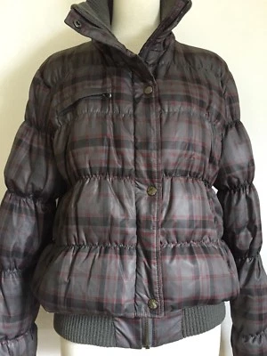 CHAQUETA BOMBER ACOLCHADA MUJER ADIVINA GRIS GRANATE A CUADROS Talla M Mediana Plumón - Imagen 1 de 4