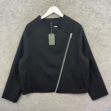 Allsaints Jacket Womens 10 Black Mahe Wool Blend Full Zip Coat Top